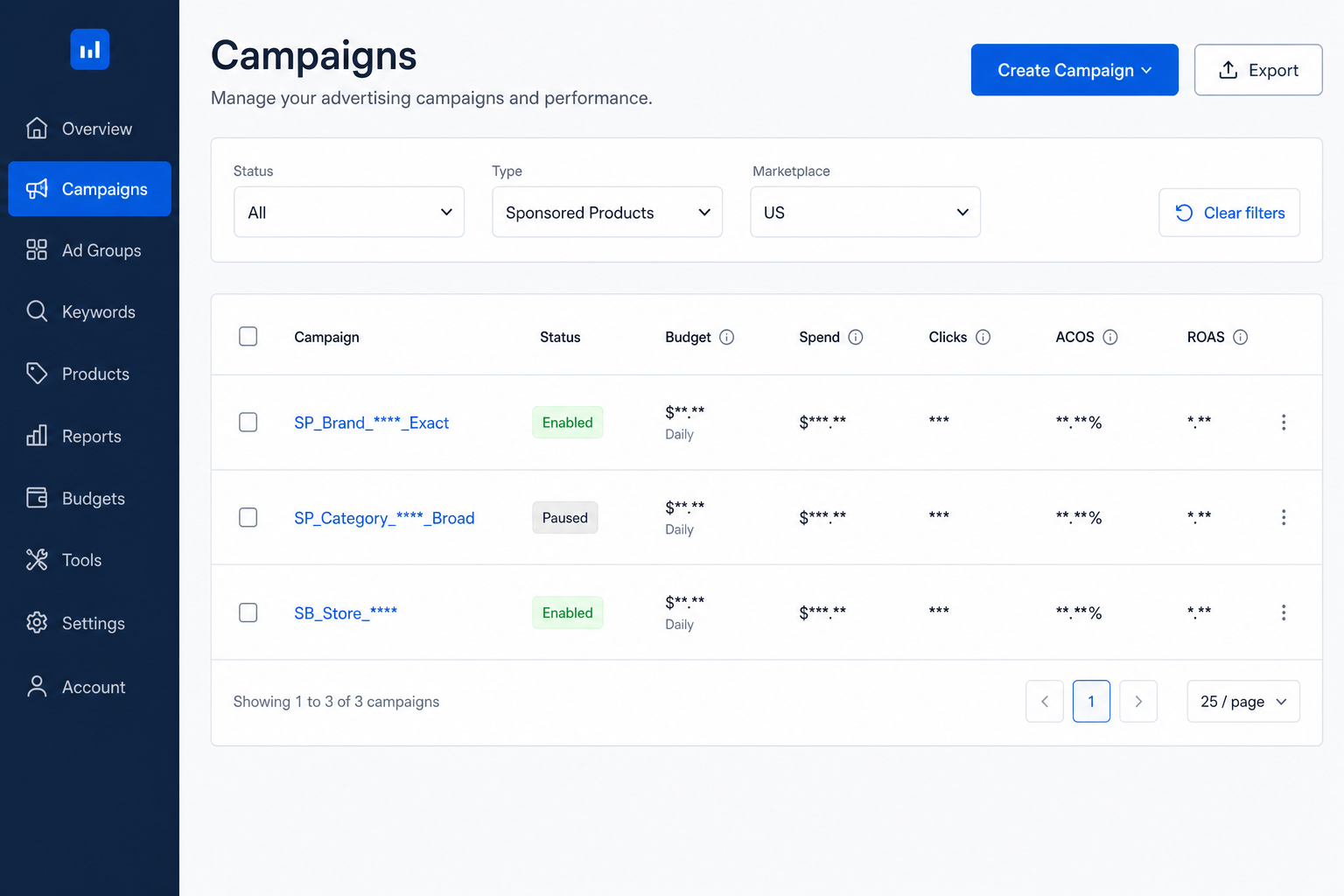 KingKung campaign list interface